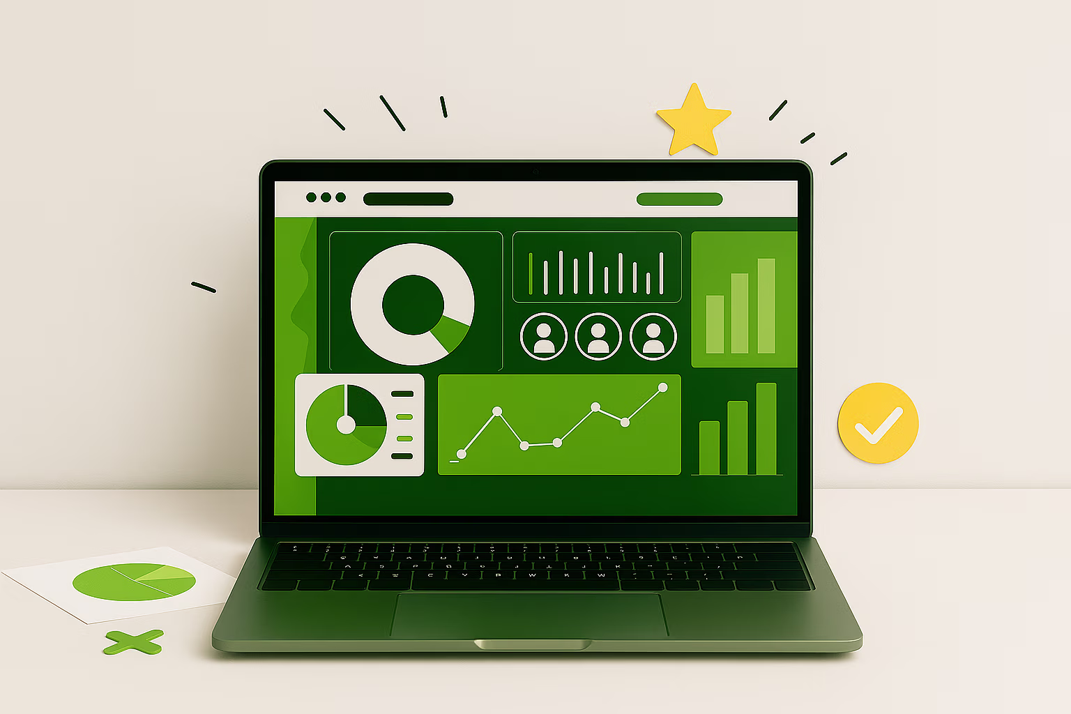 Illustration of a business dashboard showing delivery and payment tracking